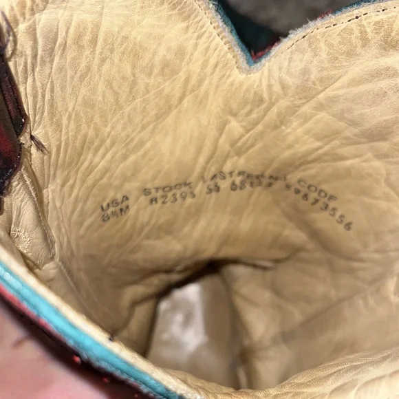 Corral Distressed Turquoise and Red Eagle Boots - Picture 9 of 12